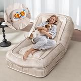Human Dog Bed-Lazy Sofa Chair,5 Adjustable Tatami Bean Bag with Massage Pillow,Multi-Functional Floor Sofa Bed for Adult & Pets,Cozy Small Couch for Living Room & Gaming (Beige, with Massage Pillow)