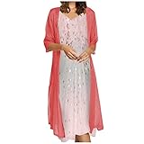 MICKURY Standesamt brautkleid Kleid Gold Sommerkleider weiß Mittelalter Kleidung Damen langärmelige Kleider midi Sommerkleider langes Abendkleid Romantisches Boho brautkleid Kleid(F-Orange,XL)