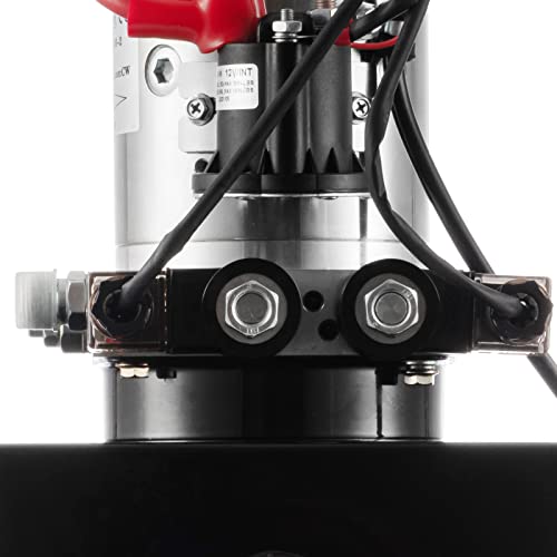 TOPDEEP Hydraulic Pump 20 Quart Double Acting Dump Trailer Hydraulic Pump DC 12V, Hydraulic Power Unit Metal Reservoir Horizontal Mount for Dump Truck Car Lifting Remotely Controlled