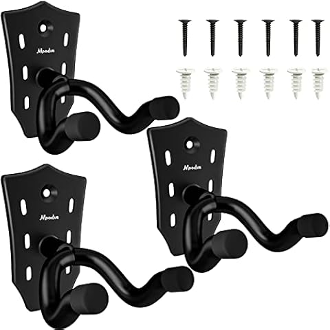 Guitar Wall Mount 4-Pack, Black Guitar Hanger, Metal Guitar Wall Hanger, Guitar Holder Stand Hook for Using Acoustic & Electric Guitar Ukulele Mandolin at Home and Studio Cover