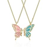 THQAE 2 Pieza Collares de Amistad para 2 Mujeres y Niñas, Collar BFF, Colgante Collares de La Amistad, Colgante de Joyería de Mariposa, Collares de Amistad, Regalo de Cumpleaños para Mejor Amiga