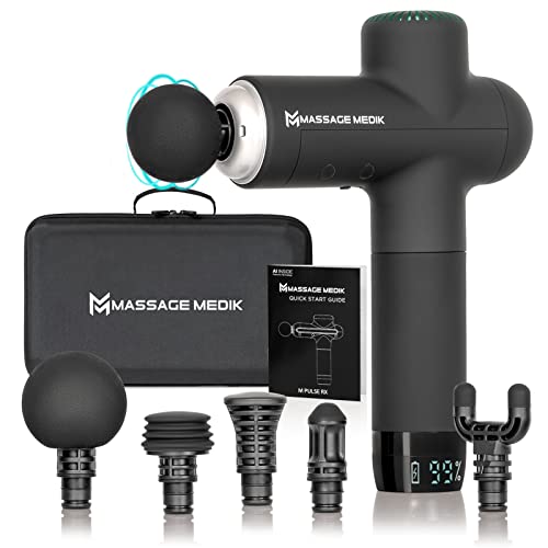 Massage Medik Powerful Handheld M Pulse Rx Massage Gun, Quiet Deep Tissue Massager For Back And Neck Percussion For Foot Massage Massagers With 3300Rpm Motor 2400Mah 6 Types Of Massage Heads (Black) #TOP22
