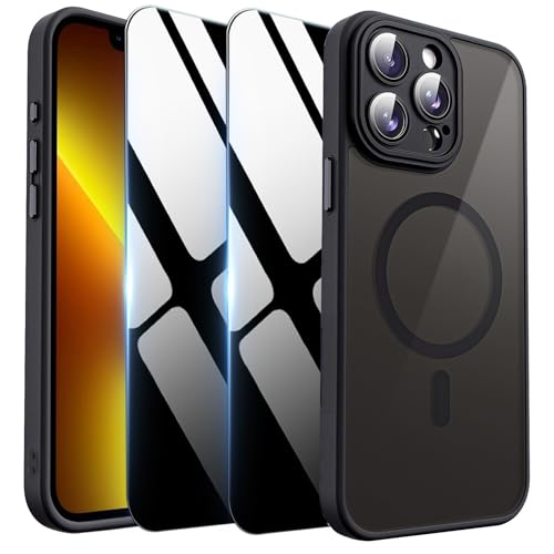 Deekeewe Magnetic Case for iPhone 13 Pro Max with Privacy Screen Protector & Camera Cover [Compatible with MagSafe] Soft Shockproof Phone Case Protective Bumper Cover for iPhone 13 ProMax Black