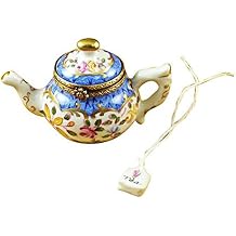 Teapot Blue Scales with Tea Bag Limoges Box