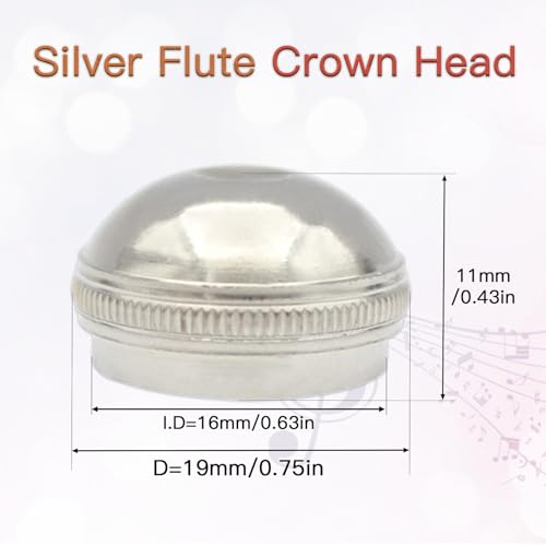 Soundspire 1-Pack Flute Headjoint Cap, Silver-Plated End Crowns with Anti-Tarnish Coating & Precision Threads, Flute Repair Part Accessaries - Thumbnail 2