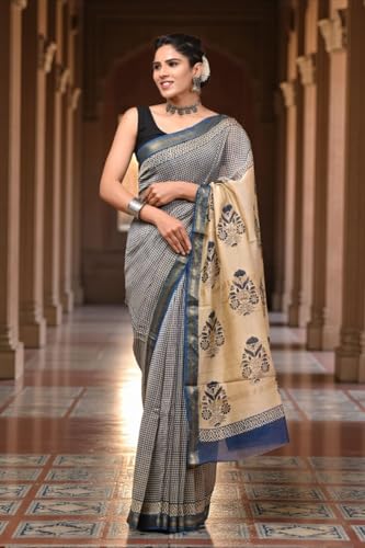 Eddika grey maheshwari silk saree – image 6