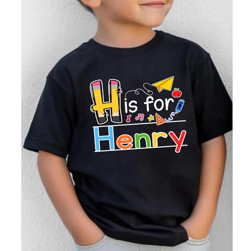 NAZENTI Custom First Day of Kindergarten Shirt for Kids, Personalized Back to School Shirt for Toddler Girls and Boys2