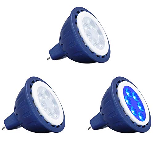 Makergroup MR16 Blue LED Bulbs Gu5.3 Bi-pin 12V Low Voltage Lighting Spotlights 35W 50W MR16 Halogen Replacement Bulbs for Outdoor Landscape Lighting Decorative Lighting 3-Pack