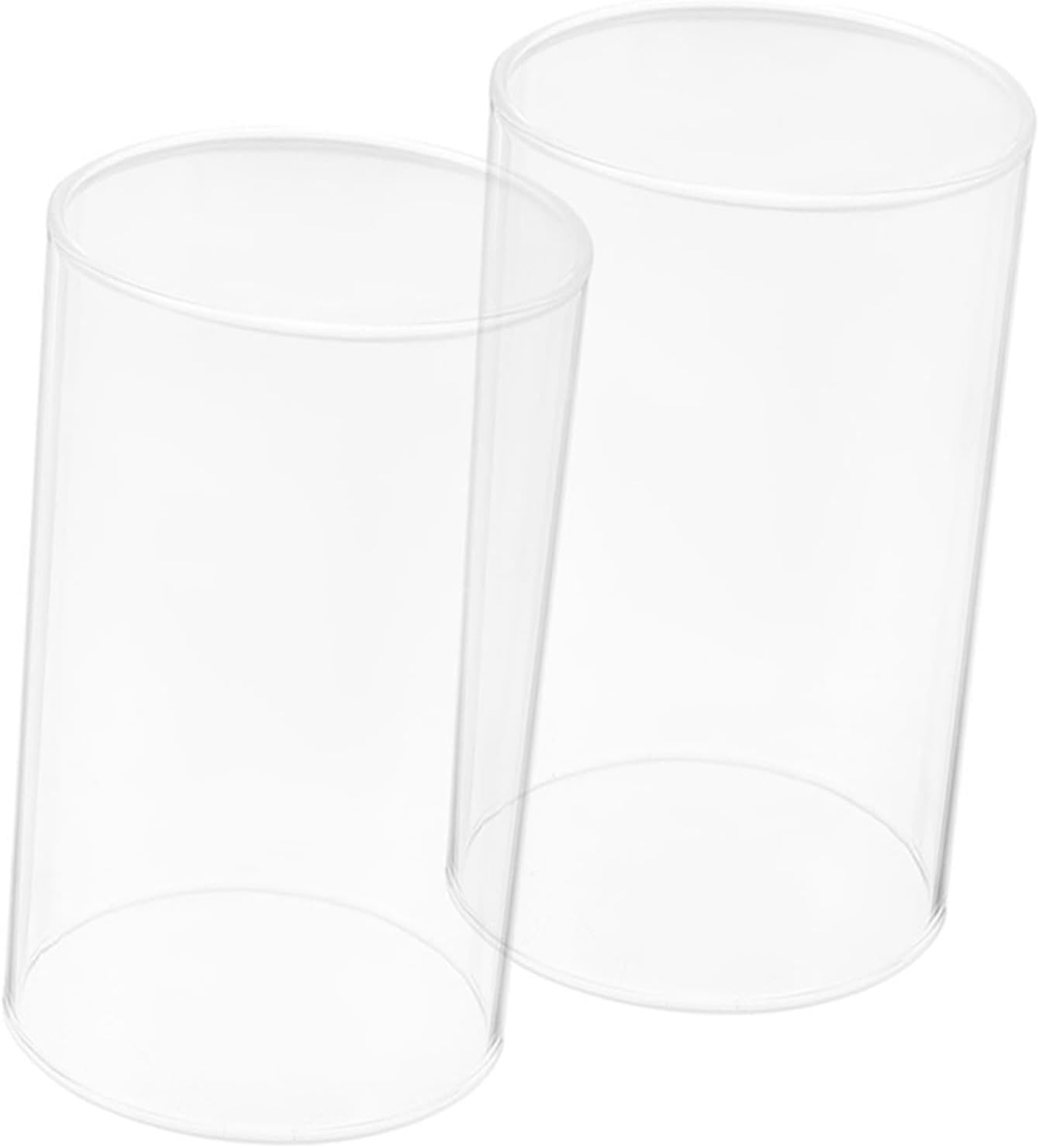 Luxshiny 2-Pack Clear Glass Candle Tube Shades 3.93X2.36X2.36 Inch Open Flame Candle Covers for Home Decor Wedding Party Romantic Ambiance