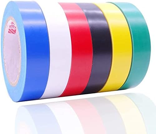 Maveek Electrical Tape 6 Rolls, 17mm x 9m Mixed Colour Insulation Tape Waterproof Electric Tape for Insulating, Repairing Broken Wires and DIY Electrical Projects