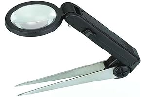 Foldable Eyebrow Tweezers with Illuminated Magnifier and LED Clip Magnifying Glass