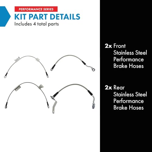 Image of TRQ Brake Hose Set Compatible with 2002 Chevrolet Silverado 1500 GMC Sierra 1500