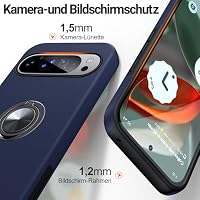 AOUIA Handyhülle für Google Pixel 9 Pro XL Hülle mit 360° Drehbarer Ring Ständer, Militärischer Stoßschutz Pixel 9 Pro XL Hülle, Blau – Ansicht 6
