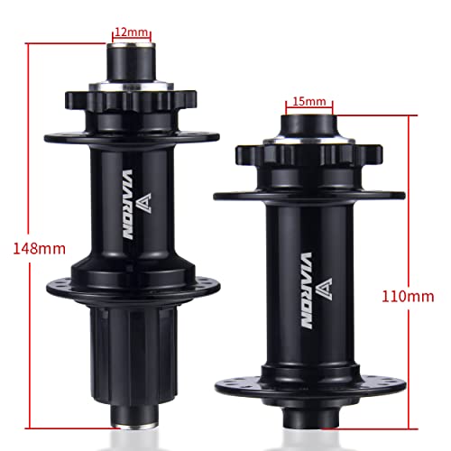 Viaron Mtb Thru-Axle Boost 32 Holes Hub, 6 Bolts Disc Brake, 120 Clicks, Aluminum Alloy 6 Claws For Hg/Xd Freehub System (Default Hg) Compatible 8/9 / 10/11 / 12 Speed Cassette (Black) #TOP2