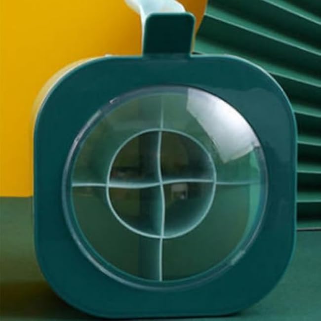 Seasoning Box With Lid PP 4 Compartment Spice Pots with Handle for Household kitchen for Salt Sugar Pepper Powder, Leakproof, Easy to Clean (Green)