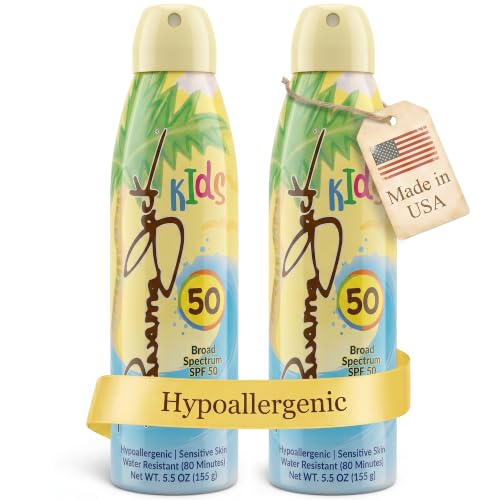 Panama Jack Kids Sunscreen Spray - SPF 50, Broad Spectrum UVA/UVB Protection, Hypo-Allergenic, PABA, Paraben, Gluten & Cruelty Free, Water Resistant (80 Minutes), 5.5 OZ (Pack of 2)