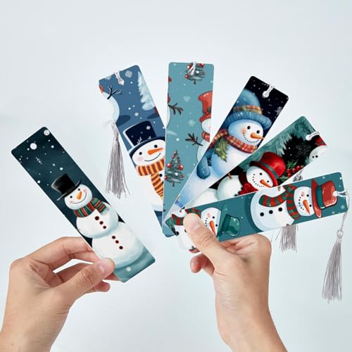 Marque-pages à pompons Noël bonhomme de neige, idée cadeau - 3