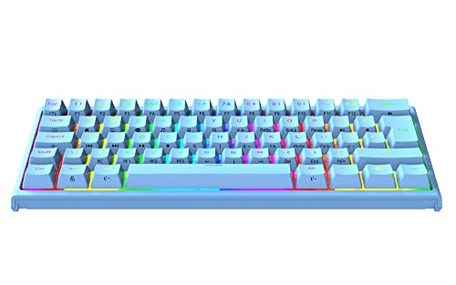 Image of FELICON 60% Portable Mechanical Gaming Keyboard, 62 Keys Ultra-Compact Mini Keyboard, Red Switch, RGB Customization Backlit, Wired Type-C USB for for PC /Win /PS4 /Xbox (Blue)