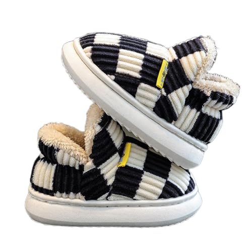 Zureto Checkered Slippers, Memory Foam Plaid Plaid Slippers, Indoor Outdoor shoes, Parent-Child Warm Slippers