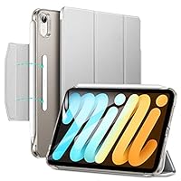 ESR iPad mini6 ケース 2021 三つ折りケース iPad mini6 カバー 8.3インチ 2021モデル 半透明 スマートケース 留め具付き 三つ折りスタンド オートスリープ/ウェイク対応 Pencil 2のペアリング・充電対応 グレー