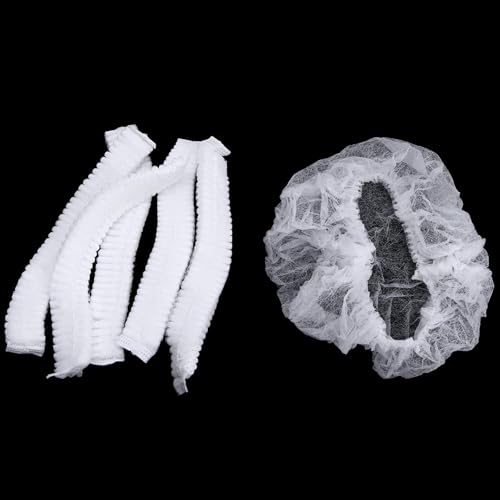 B-well Feather 100 Stück Einweg Nicht Gewebt Bouffant Kappen Einweg Haarhaube Haarnetz 53,3 cm mit elastischem Stretch-Band (Weiss)