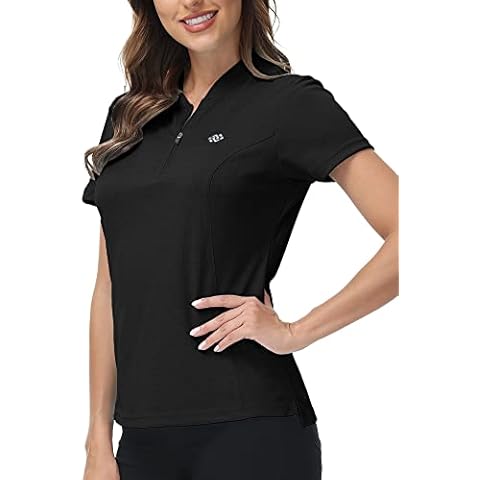 MoFiz Camiseta Deportiva Manga Corta para Mujer con Cremallera Cover