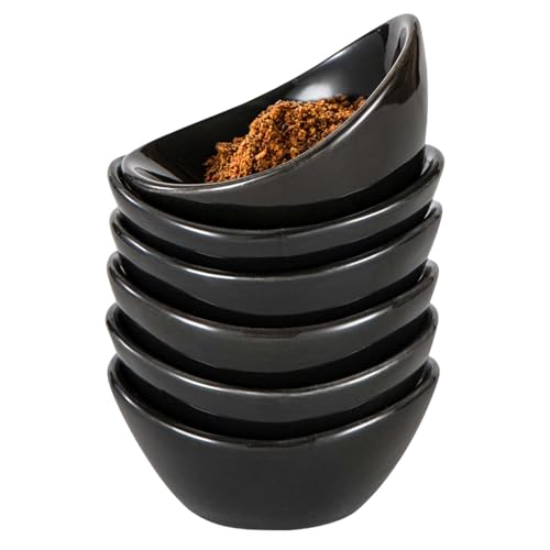 Molbory 6er Schwarz Dipschalen, 60ml Stapelbare Keramik Schälchen - Tapas Schalen Set für Charcuterie Board, Sushi, Tomatensauce, BBQ, Party Zubehör