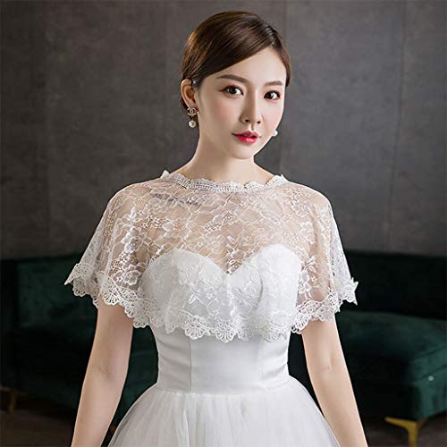 Women Floral Lace Shawl Wrap Wedding Bridal Up Tulle Shrug Cape3