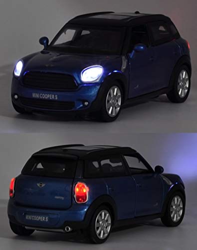 Image of Magicwand MZ 1:32 Scale Coooper Die-Cast Car with 4 Openable Doors Music,Pull Back Action & Glowing Head & Tail Lights【Pack of 1】【Colors as Per Stock】