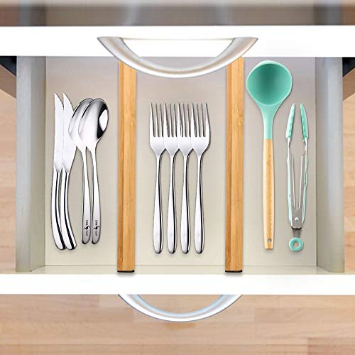 Vaefae Adjustable Bamboo Drawer Dividers, Expandable Drawer Organizer (16.7-21.9 In) For Kitchen, Bedroom, Bathroom, Dresser And Office, 6-Pack #TOP6