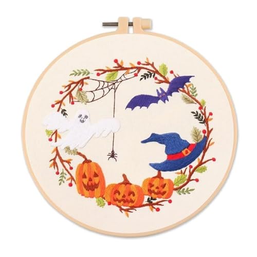 Broderie Halloween pour adultes : kit créatif fantôme et chauve-souris pour vos soirées