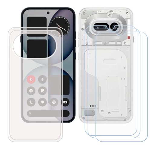 LCEHTOGYE �K�p Nothing Phone 4A�p�P�[�X+3x�����K���X�X�N���[���v���e�N�^�[�A�K�p Nothing Phone 4A (6,78")�ƌ݊����̂��锼�����̃\�t�gTPU�V���R���Q���P�[�X�ی�J�o�[