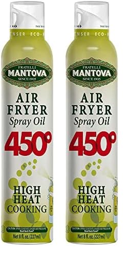 Mantova Air Fryer Spray - All Natural, High Heat Cooking, 450F Smoke Point, Easy to Use - Product of Italy, Pack of 2 (1)