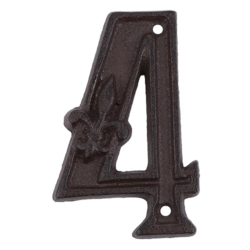 HONITANO Cast Iron Door Number 4 Vintage Metal House Sign Address Plaque for Indoor Outdoor Use