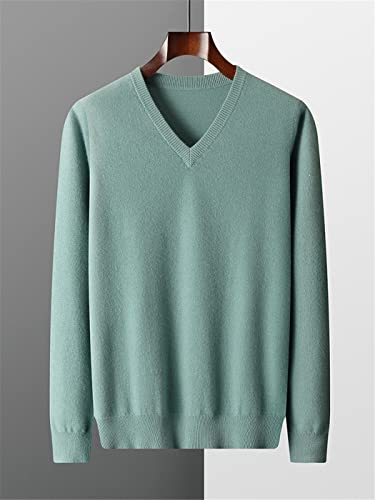 Pull en cachemire col V homme Haitpant veste laine tricot épais vêtement chaud beige M