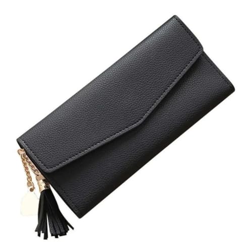 Carteira Feminina Envelope Com Zíper E Pingente Original Preta