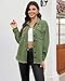 luvamia Cowboy Jacket for Women Oversized Shacket Elm Green Woman’s Jacket Womens Long Sleeve Jean Shirt Elm Green Size Small Size 4 6