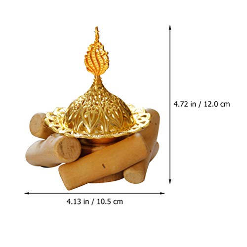 SOLUSTRE Queimador de incenso de metal chinês suporte de incenso dourado vintage antigo fornalha par