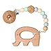HOMYBABY® Mordedor Bebe | Portachupete Bebe | 2x1 Mordedor Madera + Chupetero Silicona | Sujeta Chupete | Cadena Chupete | Chupeteros Bebe | Pinza Chupete | BPA free | Diseño Unisex (Elephant)