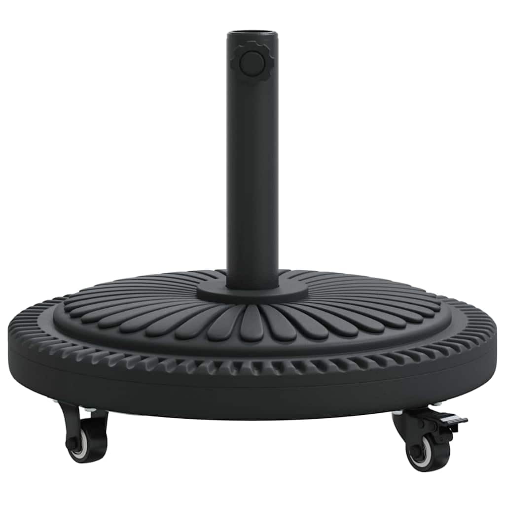 Base de sombrilla Art Deco Negro Ø 45 x 39,5 cm de hierro y polietileno, diseño circular con ancho ajustable, relleno de hormigón y 4 ruedas incluyendo 2 bloqueables para estabilidad