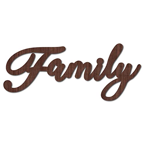 CREATCABIN Cutout Sign Family Letter Wooden Wall Art Decor Wood Word Sculpture Signs Rustic Unfinished For Housewarming Home Farmhouse Front Door Entryway Wall Decoration Brown 11.3 x 4.7inch
