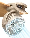 buywoo Ventilador de clip recargable de 3.5 pulgadas, ventilador de escritorio silencioso