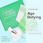 Ebanel Collagen Peptides Wash-Off Face Mask Set, 8 Pack Instant Skin Tightening and Lifting Masks, Brightening Face Mask with Niacinamide, Glutathione, Hyaluronic Acid, Vitamin C, Cica, B5, Albumen - Image 2