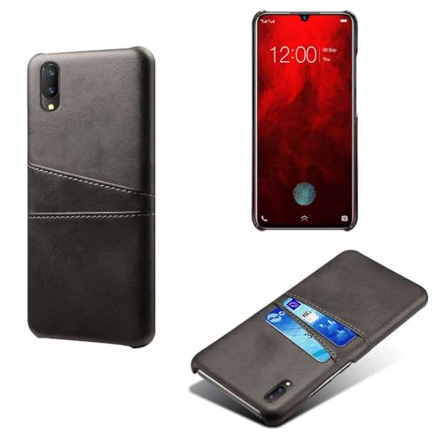 Hülle kompatibel mit VIVO V11,PU-Lederhülle - schlanke stoßfeste Handyhülle mit 2 Kartenschlüssen,Anti-Fingerabdruck und Anti-Drop-Schutz Kunststoff-Kunstleder-Black