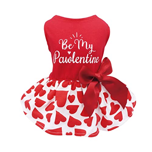 Fitwarm Valentines Day Be My Pawlentines Dog Dresses Puppy Party Costumes Doggie Shirts Cat Outfits Red Medium