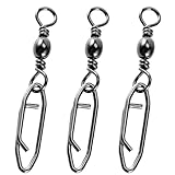 Atibin Saltwater Freshwater Snap Swivels Stainless Heavy Steel Fishing Clips Swivel Barrel Clip...