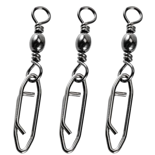 Atibin Saltwater Freshwater Snap Swivels Stainless Heavy Steel Fishing Clips Swivel Barrel Clip...