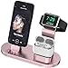 OLEBR Aluminum Charging Stand Compatible with iWatch 5 and 4 Watch Charging Stand for AirPods, iWatch Series 5/4/3/2/1,iPhone 11/ Xs/X Max/XR/X/8/8Plus/7/7 Plus /6S /6S Plus/iPad-Rose Gold