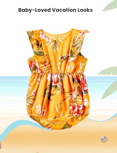 Image of PATPAT Family Matching Outfits Mommy and Me Dresses Hawaiian Tropical Vacation Beach Spaghetti Strap Dress and Shirt
