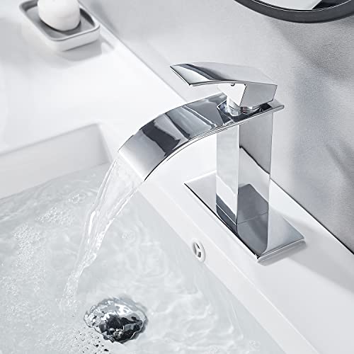 Voton Chrome Bathroom Faucet Waterfall Single Handle Single Hole Bathroom Sink Washbasin Faucet With Pop-Up Drain #TOP5
